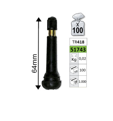 Outillage - Valves pour jantes tr418 64mm 51743